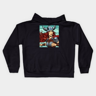 Red valkyrie woman Kids Hoodie